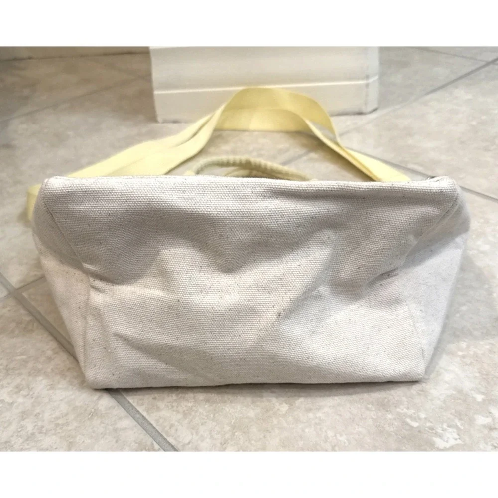 Starbucks Exclusive Tote bag - Ivory Canvas Yellow Top Handle Crossbody Zip Top - Picture 6 of 10
